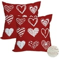 thumbnail image 1 of 2 Pack Waterproof Outdoor Valentines Day Pillow Covers 16x16 Inch White Red Love Heart Holiday Throw Pillow Cases Romantic Valentine Farmhouse Decorations Cushion Cover Double Sided, 1 of 1