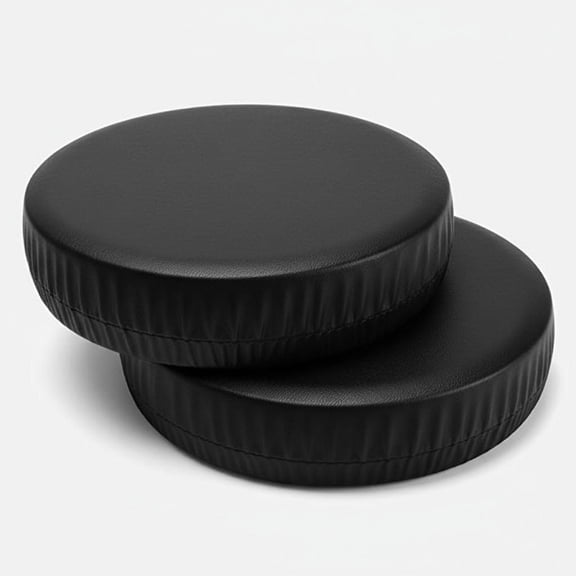 2 Pack Waterproof PU Bar Stool Cover Anti-Slip Round Seat Cover 14.5 Inch Black