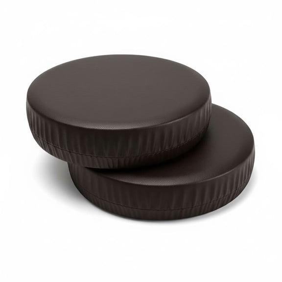 2 Pack Waterproof PU Bar Stool Cover Anti-Slip Round Seat Cover 14.5 Inch Coffee
