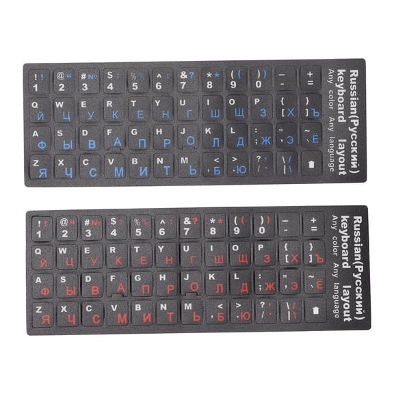 2-Pack Waterproof PVC Russian Alphabet Keyboard Stickers for 10-17 Inch Laptop and Desktop PC, Dustproof Replacement Keys