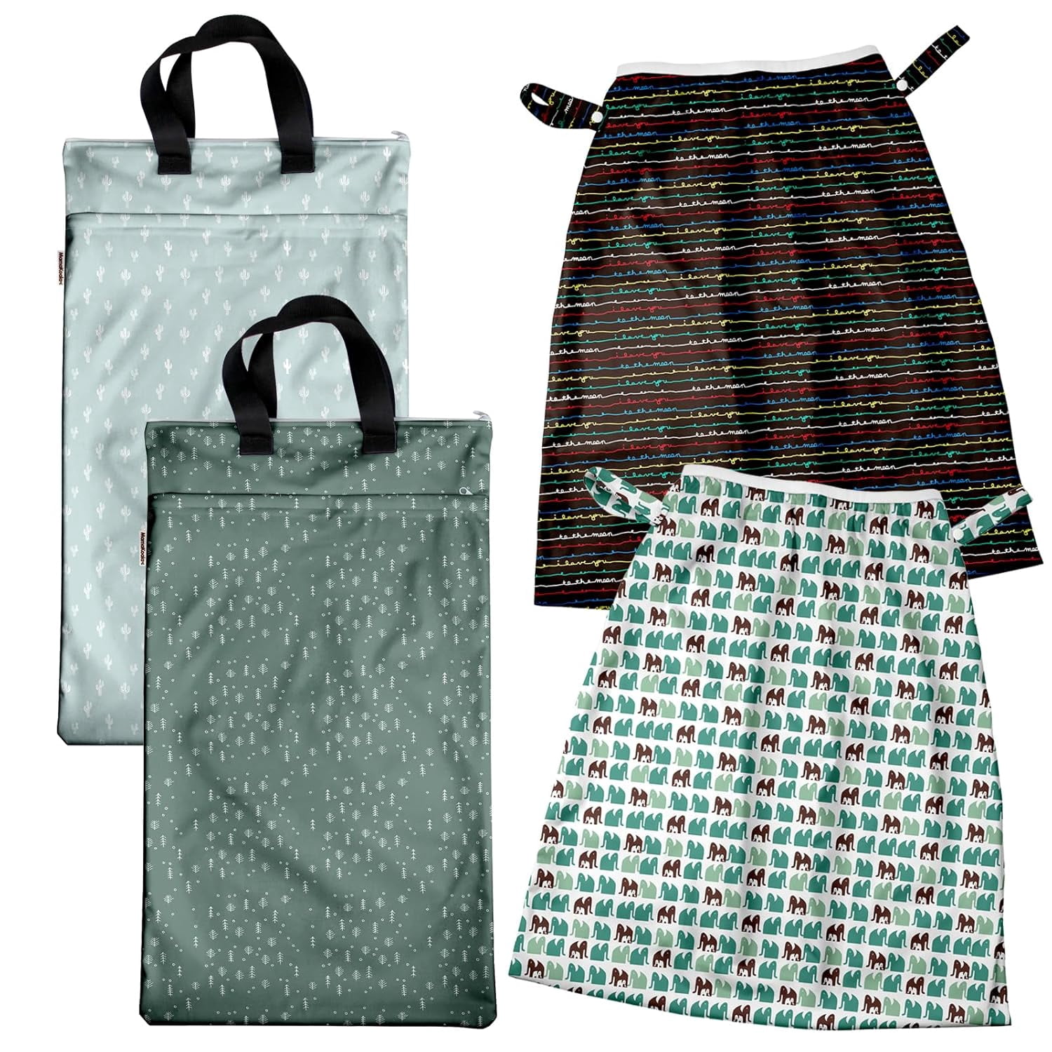 2 Pack Waterproof Pail Liners, with 2 Pack Hanging Wet Dry Bags
