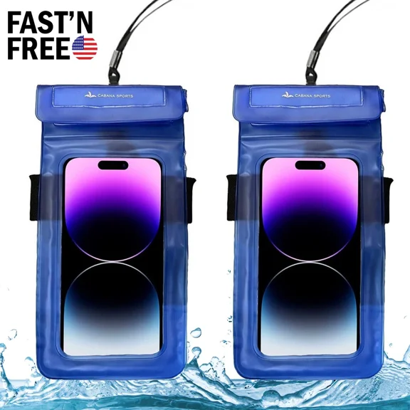 2 Pack Waterproof Phone Pouch Dry Bag Swimming Armband Holder Case Cover Large