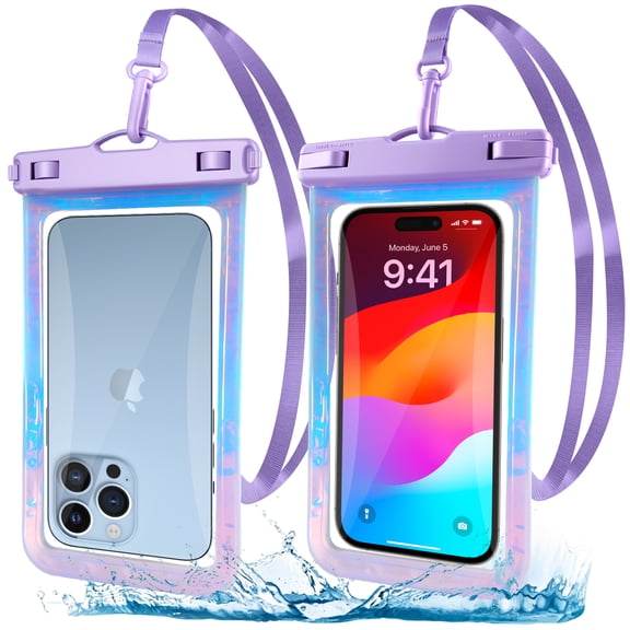 2 Pack Waterproof Phone Pouch,IPX8 Waterproof Phone Case Compatible for iPhone Samsung,Cell Phone Dry Bag for Vacation Beach & Cruise Essentials w/ Touch Screen Adjustable Lanyard(Fits Up to 7.5'')