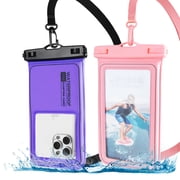 2 Pack Waterproof Phone Pouch,IPX8 Waterproof Phone Case Compatible for iPhone Samsung,Cell Phone Dry Bag for Vacation Beach & Cruise Essentials w/ Touch Screen Adjustable LanyardFits Up to 7.5