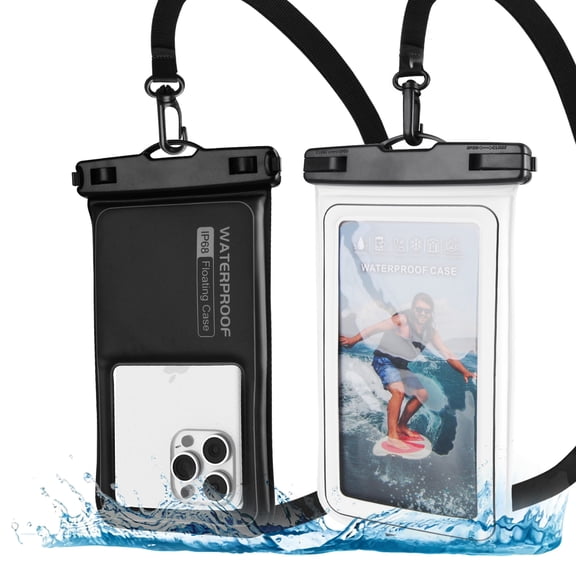 2 Pack Waterproof Phone Pouch,IPX8 Waterproof Phone Case Compatible for iPhone Samsung,Cell Phone Dry Bag for Vacation Beach & Cruise Essentials w/ Touch Screen Adjustable Lanyard(Fits Up to 7.5'')