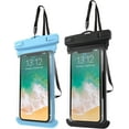 thumbnail image 1 of 2 Pack Waterproof Phone Pouch, Underwater Phone Case Up to 7", Dry Bag for iPhone 16 15 14 13 Pro Plus Max, Galaxy S24 S23 S22 Ultra Pixel, Beach Essentials -Blue & Black, 1 of 14