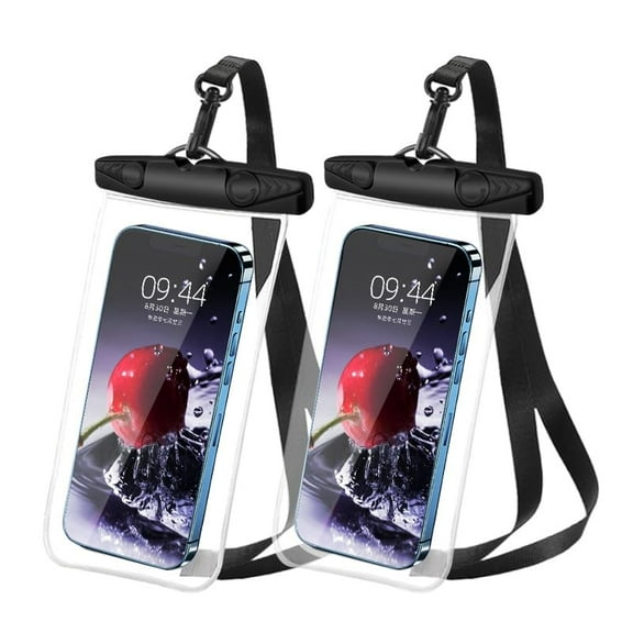 2 Pack - Waterproof Phone Pouch, Waterproof Phone Case with Lanyard for iPhone, Samsung, IPX8 Cellphone Beach Dry Bag Kayak Cruise Ship Essentials 2Pack-7.5" Black Orange