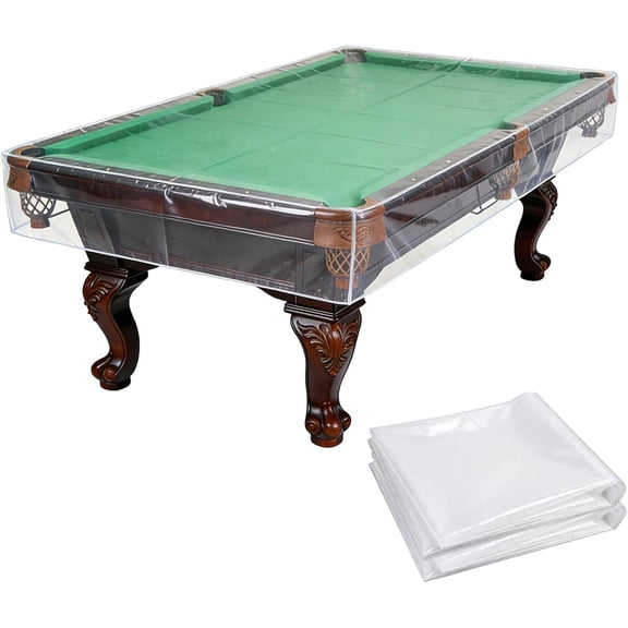 2-Pack Waterproof Pool Table Cover for 7ft Billiard Tables, 4Mil Thick Plastic Cover Reusable Dustproof for Outdoor Storage & Moving Protection, 92"x 53"x 8"(Clear)