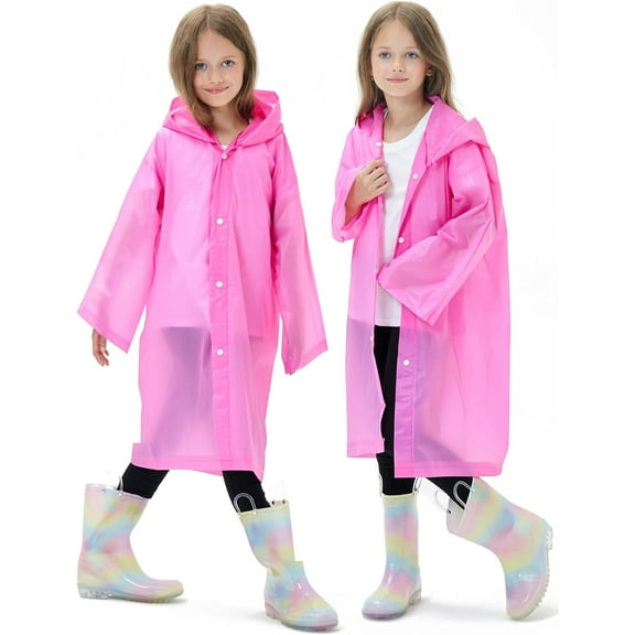2 Pack Waterproof Raincoats for Kids Reusable,EVA Rain Ponchos Emergency Rain Jacket for Children, Boys and Girls
