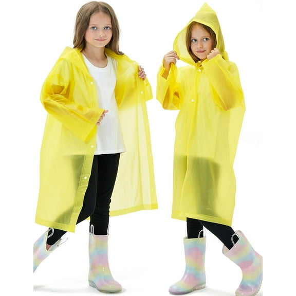 2 Pack Waterproof Raincoats for Kids Reusable,EVA Rain Ponchos Emergency Rain Jacket for Children, Boys and Girls