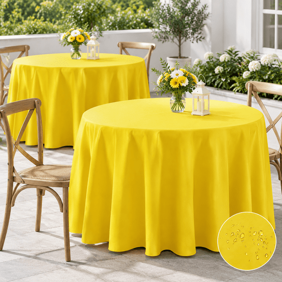 2 Pack Waterproof Round Tablecloth 120 Inch Stain Resistant And Wrinkle ...