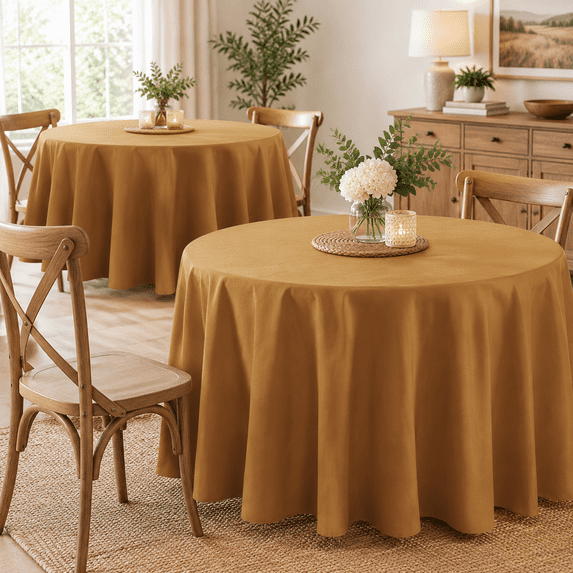 2 Pack Waterproof Round Tablecloth 120 Inch Stain Resistant And Wrinkle ...