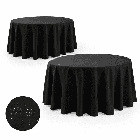 2 Pack Waterproof Round Tablecloth 120 Inch Stain Resistant And Wrinkle ...