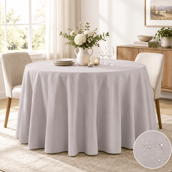 2 Pack Waterproof Round Tablecloth 120 Inch Stain Resistant And Wrinkle ...