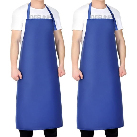 2 Pack Waterproof Rubber Vinyl Aprons 40 Inch Men's Chef Apron Heavy Duty Chemical Work Apron Extra Long Grilling Apron with Adjustable Bib for Dishwashing Laboratory Butcher Cooking Kitchen