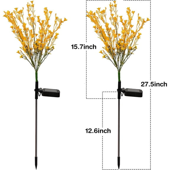2 Pack Waterproof Solar LED Garden Stake Lights for Patio, Yard, Lawn, Pathway Driveway Decors (Canola Flowers)Outdoor Decorative Solar Flower Lights