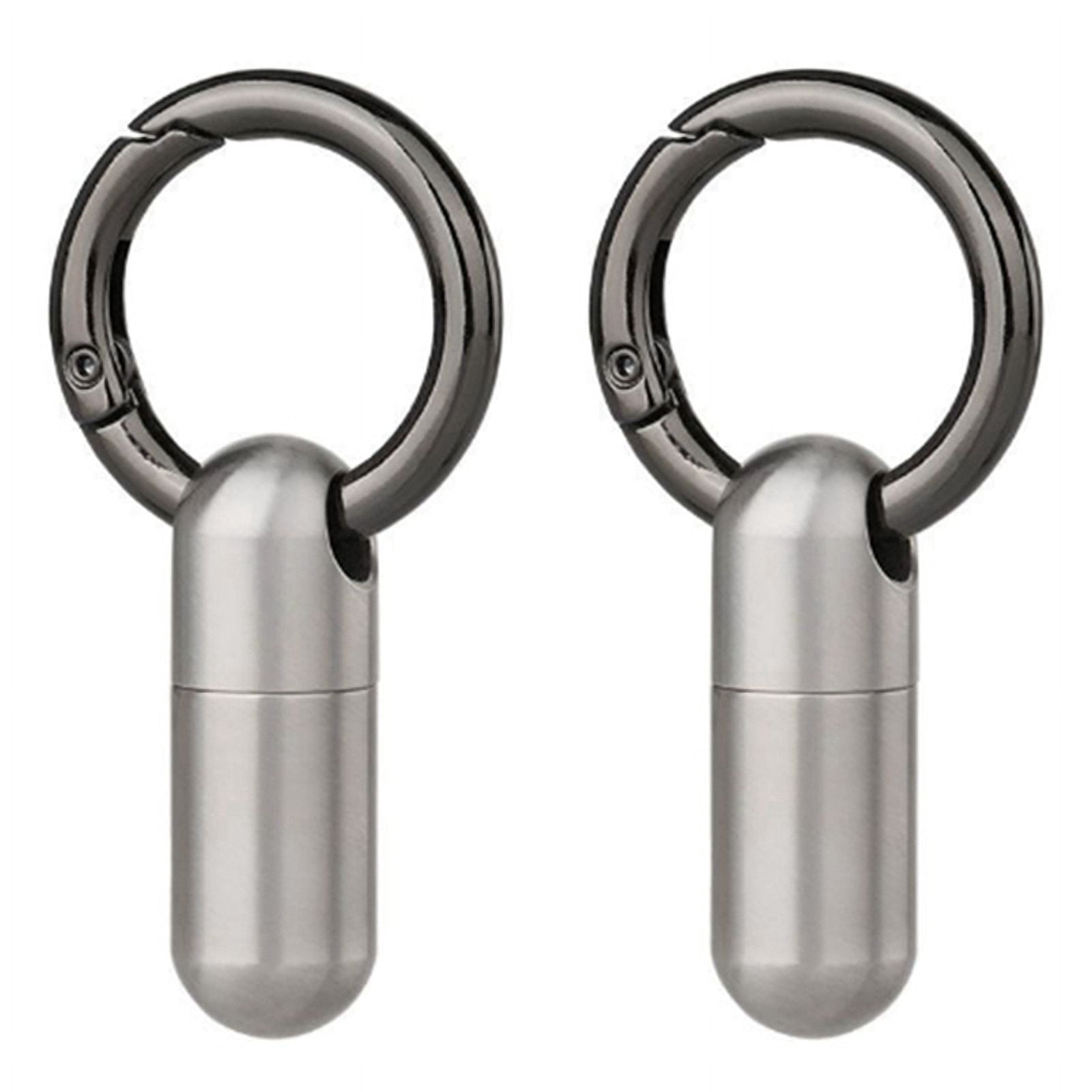 2 Pack Waterproof Stainless Steel Pill Box Keychain Mini Pill Bottle ...
