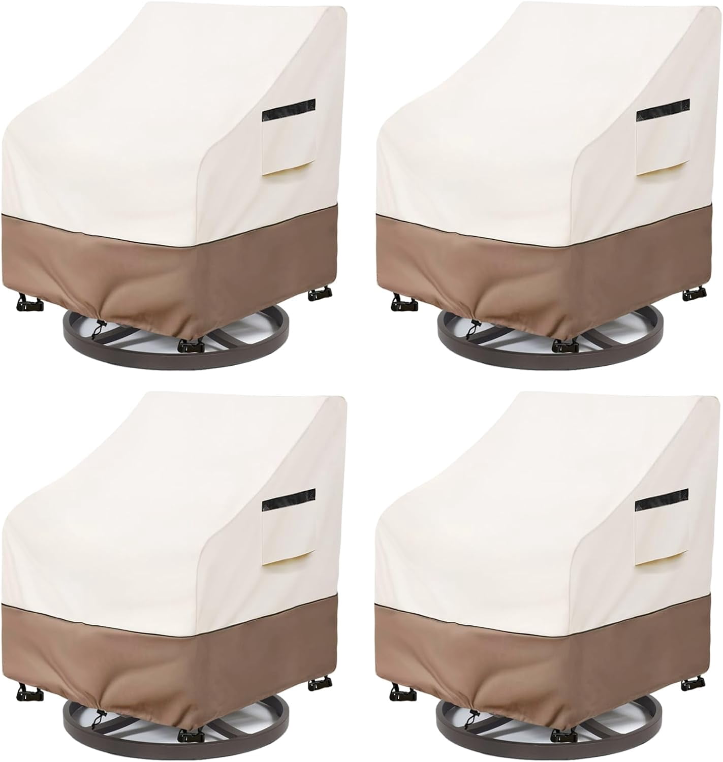 2-Pack Waterproof Swivel Patio Chair Covers - 33"Wx35"Dx36"H, Beige Patio Furniture Covers