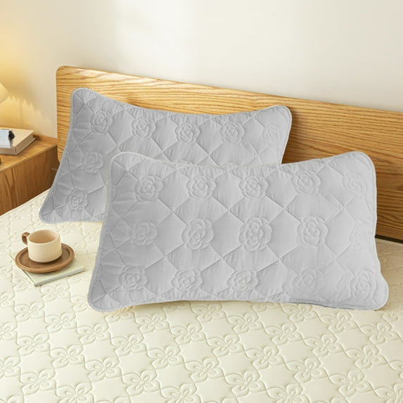 2-Pack Waterproof Thickened Washed Cotton Pillow Cover Protectors - Breathable & Wrinkle-Resistant Bedding Pillowcase Set Fits 18.8X29 Inches