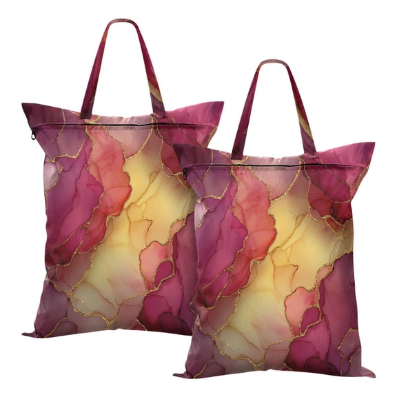 2-Pack Waterproof Travel Laundry Bag Lightweight Polyester Duffle with Top Handle for Beach/Camping/School Red Marble Pattern