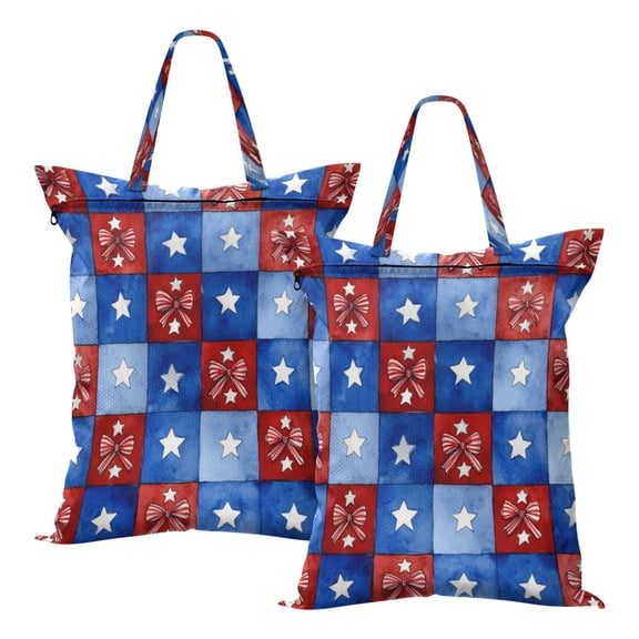 2-Pack Waterproof Travel Laundry Bag Lightweight Polyester Duffle with Top Handle for Beach/Camping/School Retro Red Bows Pattern