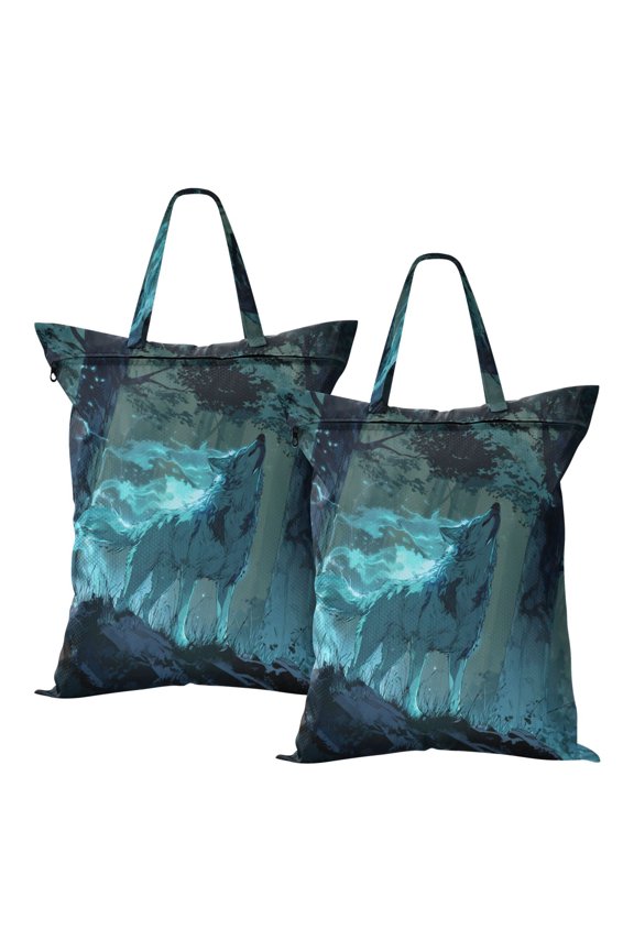 2-Pack Waterproof Travel Laundry Bag Lightweight Polyester Duffle with Top Handle for Beach/Camping/School Soul Of The Wolf