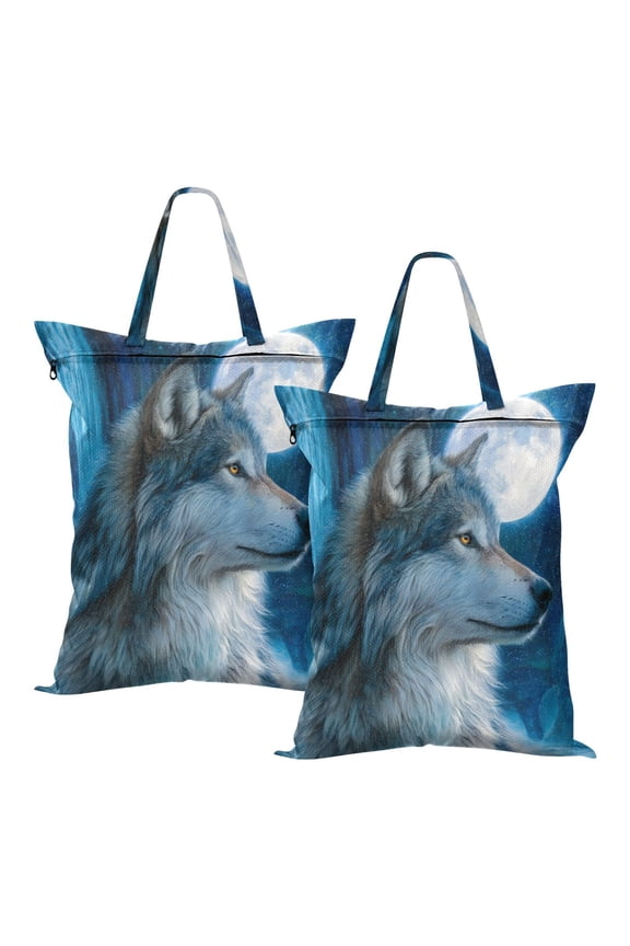 2-Pack Waterproof Travel Laundry Bag Lightweight Polyester Duffle with Top Handle for Beach/Camping/School The Cold-eyed Wild Wolf