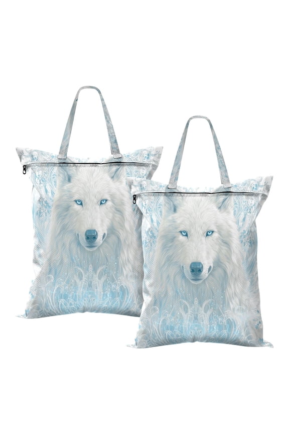 2-Pack Waterproof Travel Laundry Bag Lightweight Polyester Duffle with Top Handle for Beach/Camping/School The Proud White Wolf