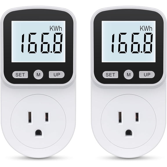2 Pack Watt Meter Power Meter Plug Home Energy Monitor Electricity Usage Monitor, Electrical Usage Monitor, Energy Voltage Amps Meter Tester with Backlight, Overload Protection, 8 Display Modes