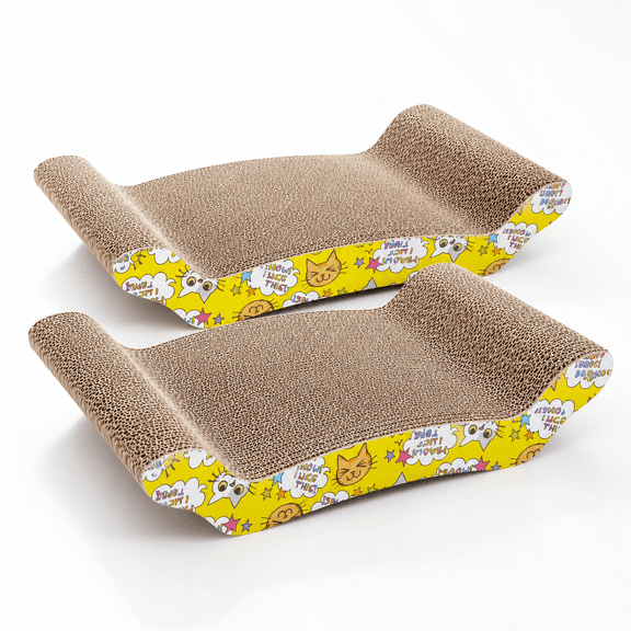 2 Pack Wave Cardboard Cat Scratcher Lounge, 16.73 x 9.09 x 4.65 in