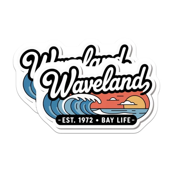 (2 Pack) Waveland Magnets - Bay Life - Retro Wave Magnets - 5" On Longest Side - Premium Magnet - for Cars, Refrigerators, Toolboxes, Lockers - Made in USA - MAG18202