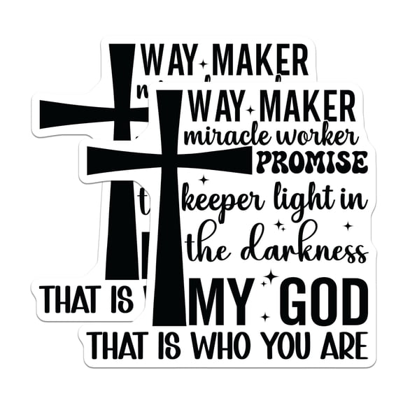 (2 Pack) Way Maker Miracle Worker Magnets - Promise Keeper Faith Quote - Inspirational Christian Cross Decor Refrigerator - 5 Inches On Longest Side - Thick Durable Magnet - Made in USA - MAG24935