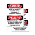 thumbnail image 1 of (2 Pack) Wear Safety Glasses When Operating Bilingual OSHA Danger Sign 12 Inch X 18 Inch Plastic Sign, Weather Resistant, UV Protected for Workplace, Business, and Construction Site,, 1 of 8