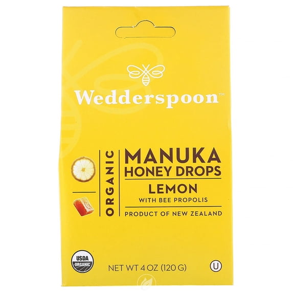 (2 Pack) Wedderspoon Organic Manuka Honey Drops Lemon 4oz