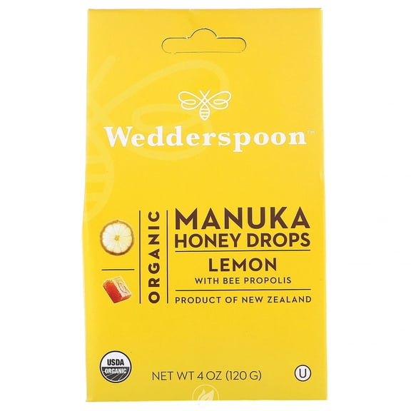 (2 Pack) Wedderspoon Organic Manuka Honey Drops Lemon 4oz