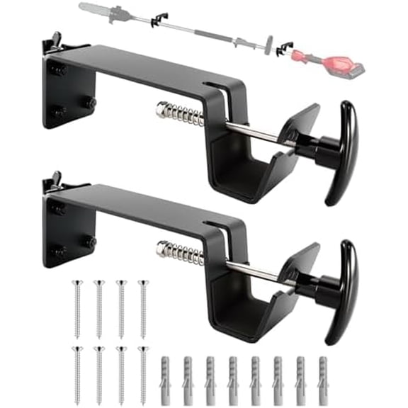 2 Pack Weedeater Rack for Enclosed Trailer, Steel Trimmer Mount Fit for E-Track, Weed Wacker and Hedge Trimmer Holder, Garage Organizer for Landscaping Tools$$