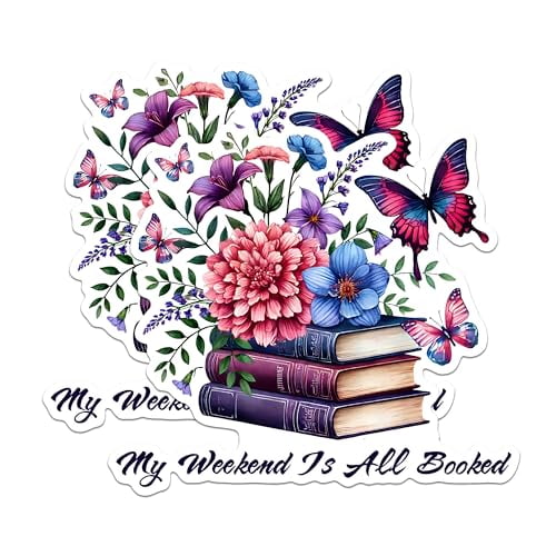 (2 Pack) My Weekend is All Booked Magnets - Flower and Butterfly Magnets - Literary Decor Magnets for Book Lovers- 5" On Longest Side - for Fridges, Toolboxes, Cars - Made in USA - MAG2760
