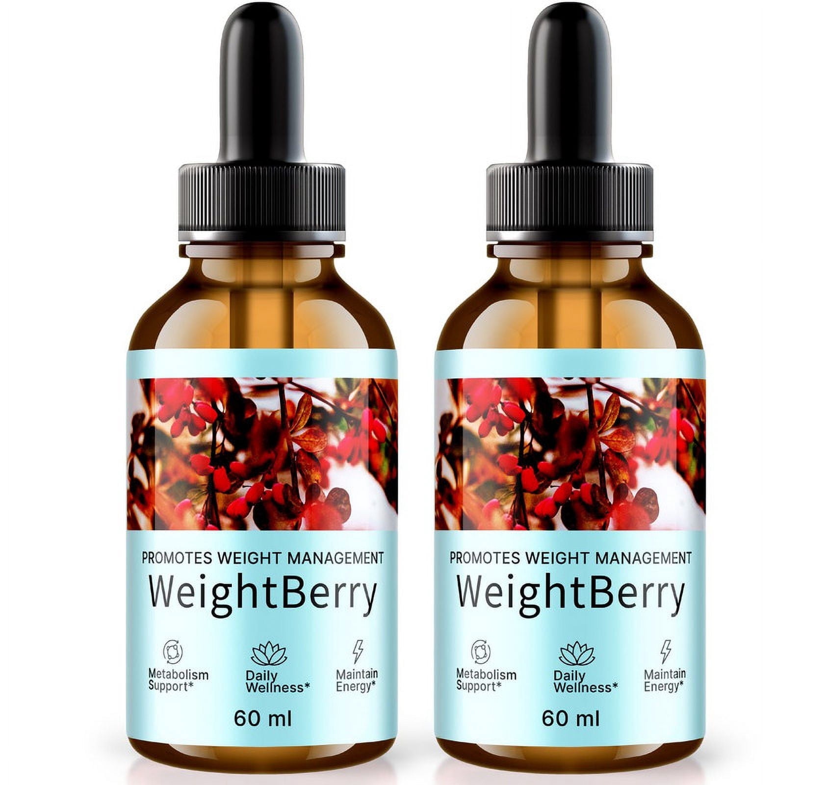 (2 Pack) WeightBerry Drops, Weight Berry Liquid with Natural Ingredients, Premium Nutritional Supplement For Weight Loss, Official Reviews (60 Servings)