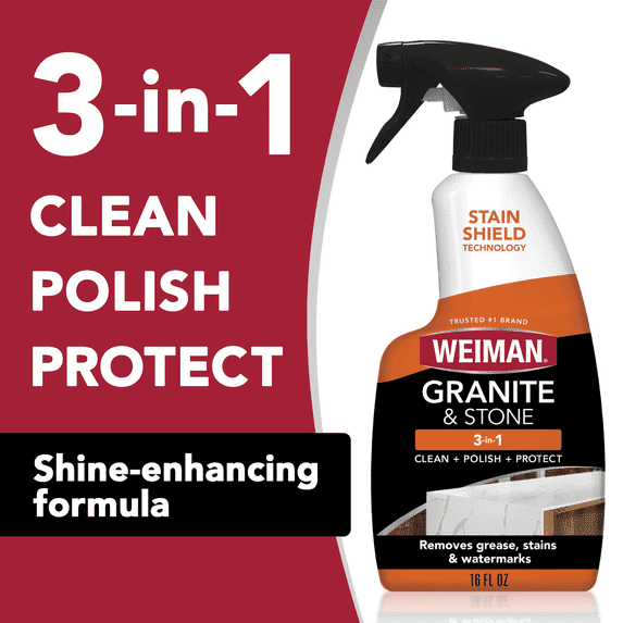 2 Pack - Weiman Granite & Stone 3-in-1 Cleaner, Polish & Protect for Granite and Stone Countertops, 16 fl oz