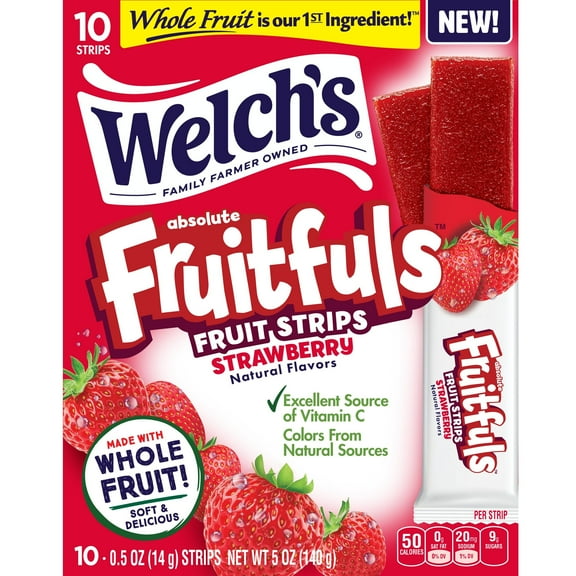 2 Pack - Welch's FruitfulsStrawberry Fruit Strips - 10 ct Packaging may vary