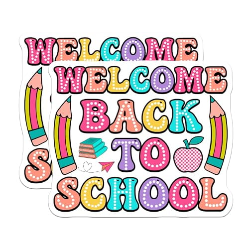 (2 Pack) Welcome Back to School Magnets Magnets - Classroom Decoration - Teacher Supplies - 5" On Longest Side - Made in USA - Sticks to Refrigerators & Metal Surfaces - MAG9127