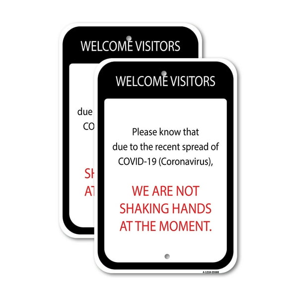 (2 Pack) Welcome Visitors | 12" X 18" Heavy-Gauge Aluminum Sign | Rust Free Aluminum, Weather Resistant, Waterproof, Fade Resistant, 2 Pre-drilled Holes