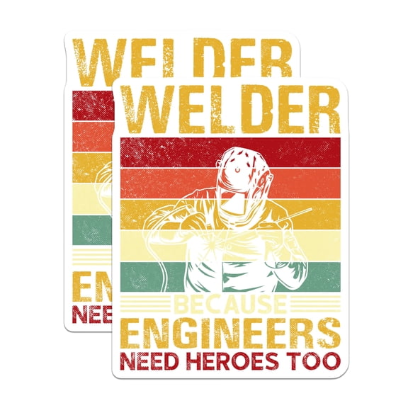 (2 Pack) Welder Because Engineers Need Heroes Too Magnets - Welders Appreciation - Proud Engineers - Engineering Fun Magnets - 5" On Longest Side - for Cars, Fridges, Toolboxes - Made in USA - MAG6322