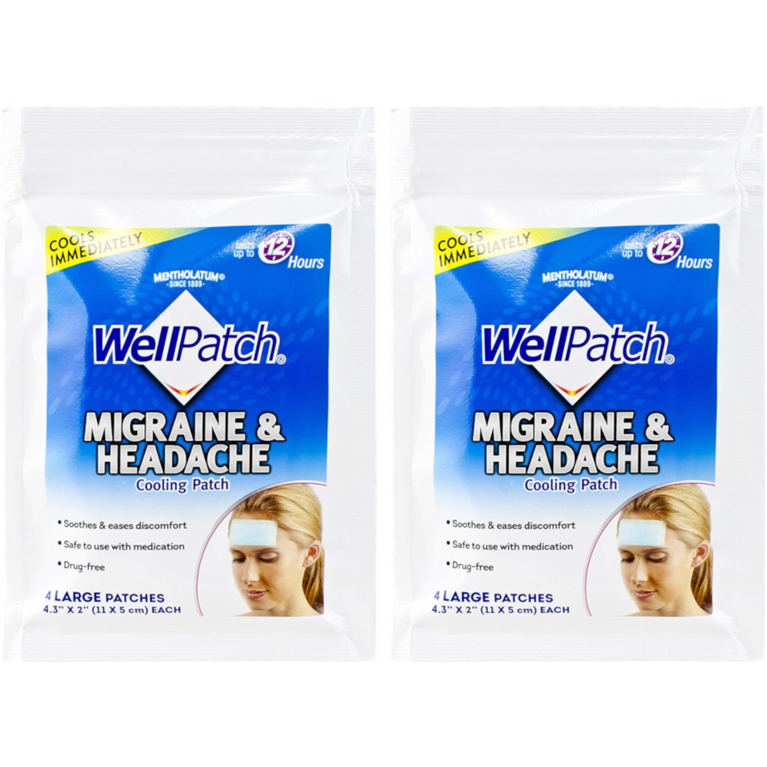 WellPatch Migraine & Headache Cooling Patch - Drug Free, Lasts Up