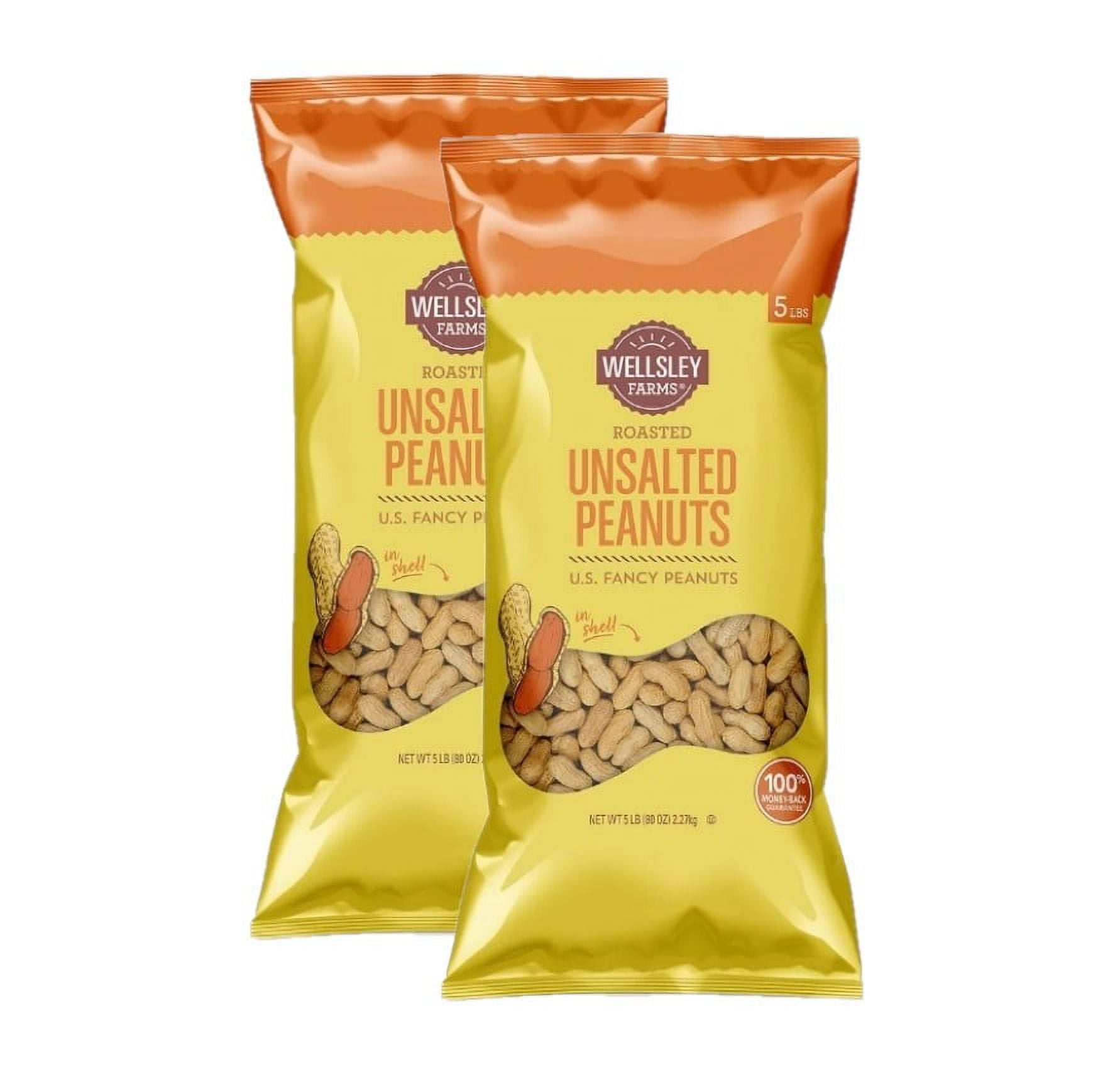 2 Pack | Wellsley Farms Unsalted & Roasted In-Shell Peanuts, 5 lbs.