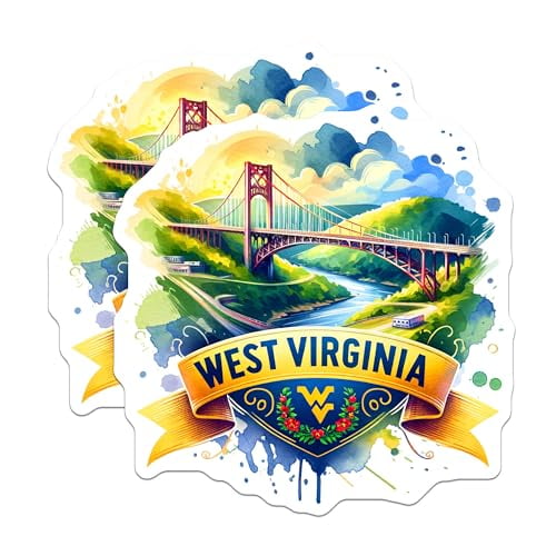 (2 Pack) West Virginia Magnets - Bridge Art - State Souvenir - Travel Keepsake - 5" On Longest Side - for Cars, Fridges, Toolboxes - Made in USA - MAG6706