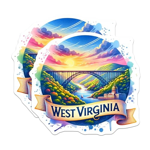 (2 Pack) West Virginia State Magnets - Scenic Landscape Decor - Travel Souvenir - State Pride Collection - 5" On Longest Side - for Cars, Fridges, Toolboxes - Made in USA - MAG6377