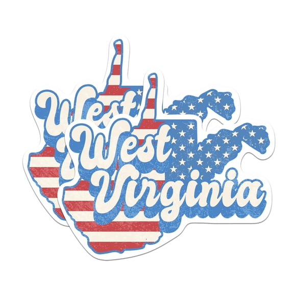 (2 Pack) West Virginia State Outline Stickers - WV State Shape with USA Flag - 5 Inches On Longest Side - Premium Vinyl - Choose Your State - for Cars, Skateboards, Laptops - Made in USA - BMCS1173