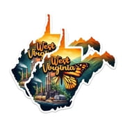 2 Pack West Virginia State Shape Magnets - WV State Magnet - Choose from 50 States - 5" On Longest Side - Premium Magnet - for Cars, Refrigerators, Toolboxes - Made in USA - MAG1282