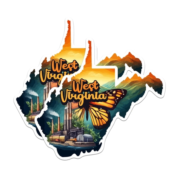 (2 Pack) West Virginia State Shape Magnets - WV State Magnet - Choose from 50 States - 5" On Longest Side - Premium Magnet - for Cars, Refrigerators, Toolboxes - Made in USA - MAG1282